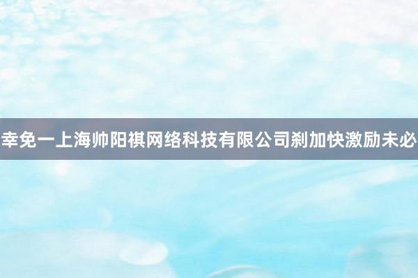 幸免一上海帅阳祺网络科技有限公司刹加快激励未必